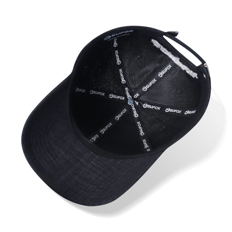 6 Panel Black Hemp Baseball Cap - Imagen 5