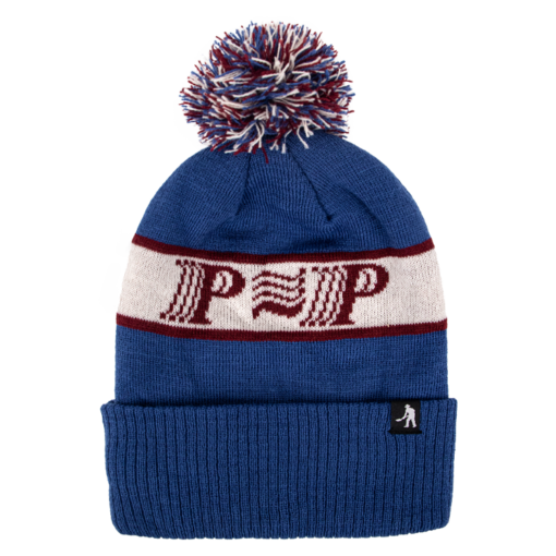 Jacquard Woven Label Pom Beanie Hat