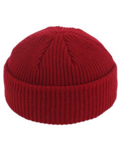 Faux Leather Fabric Winter Knit Cap Custom Beanie Hat