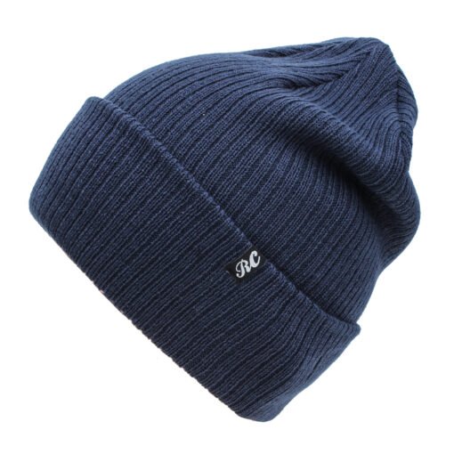 Merino Wool Ribbed Woven Label Beanie Hat