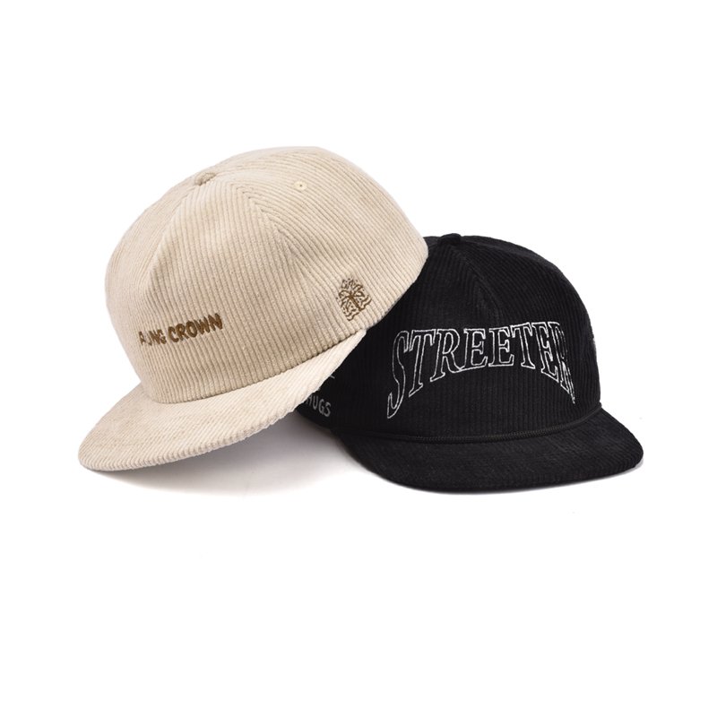 Vintage Custom 5 Panel Embroidered Corduroy Snapback Hats - Image 2