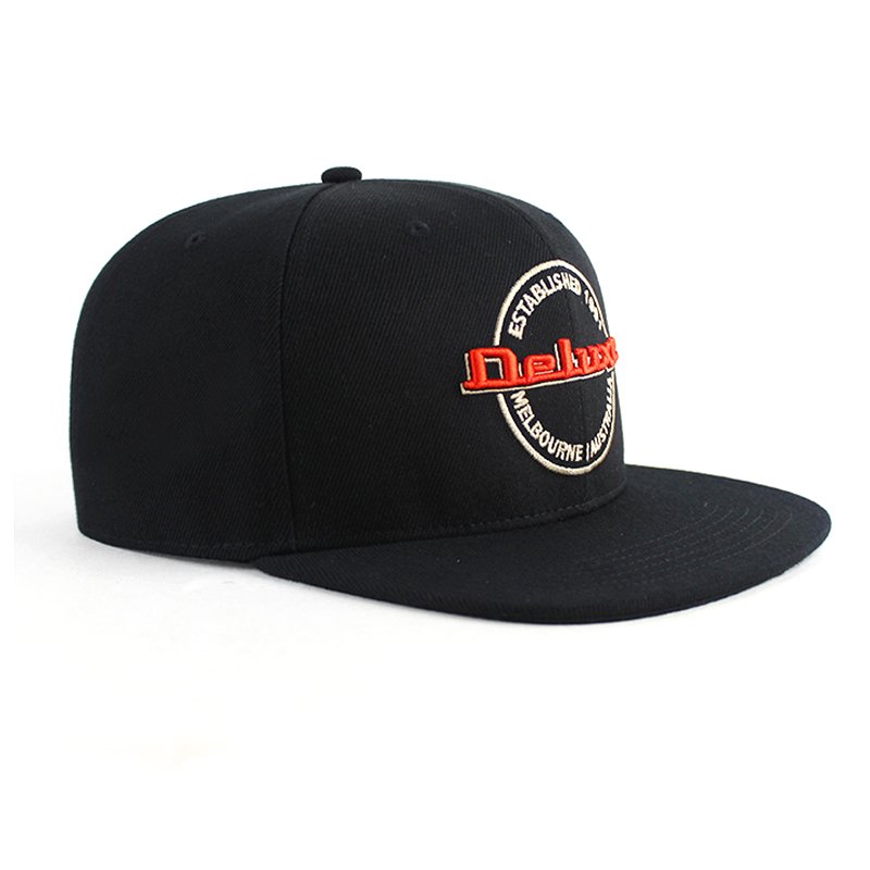 6 Panels Black 3D Embroidered Snap Back Caps - Bild 3