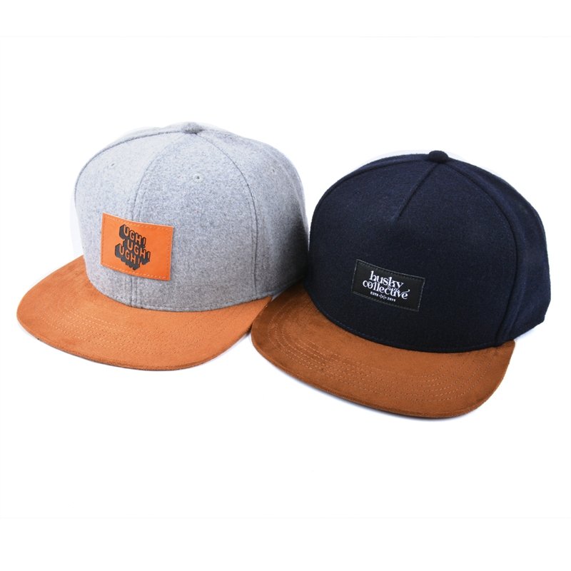 Premium Wool Blend Hat With Patch Flat Bill Snapback Cap Wholesale – Image 3