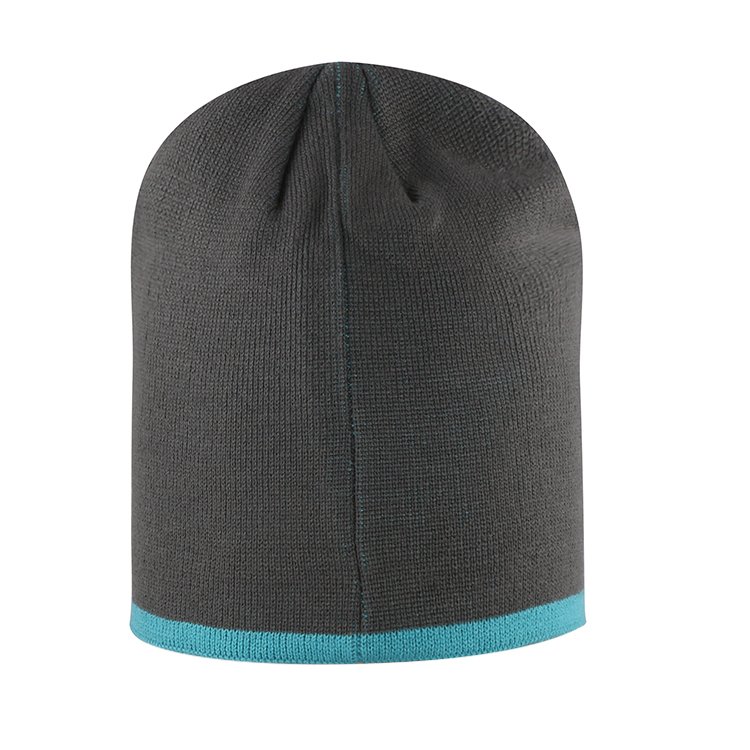 Wool Jacquard Gray Beanie Hat - Image 3