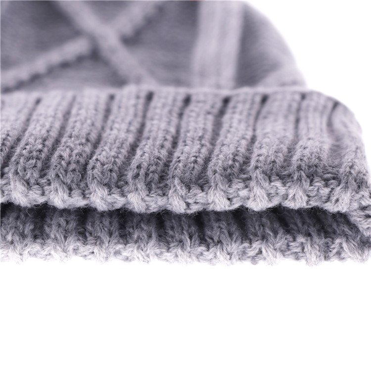 Top Level Gorros Winter Gray Beanie With Leather Patch - Image 3