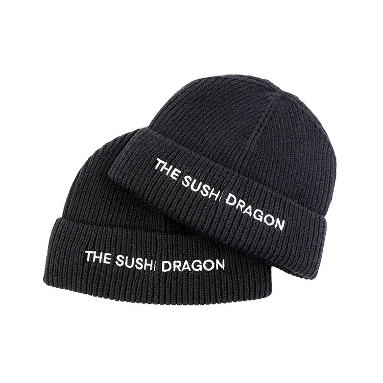 Black Unisex Hats Knitted Beanie Hats - Afbeelding 3