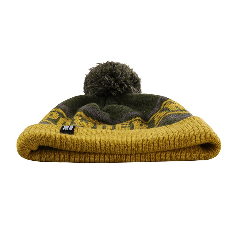 Winter Woven Label Jacquard Pom Pom Beanies Hat - Afbeelding 5