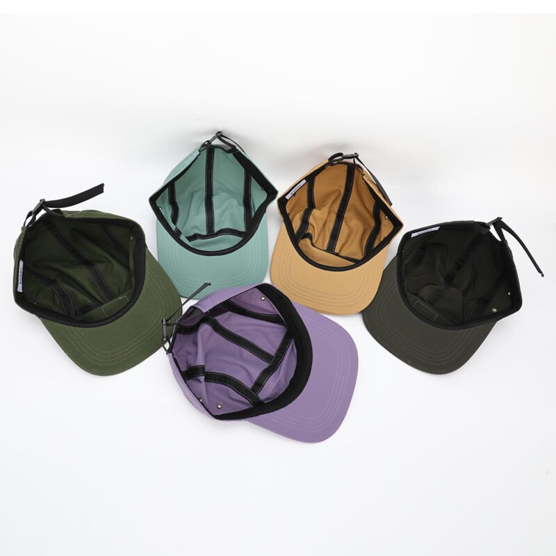 Custom 5 Panel Woven Label Logo  Flat Brim Hat - immagine 4