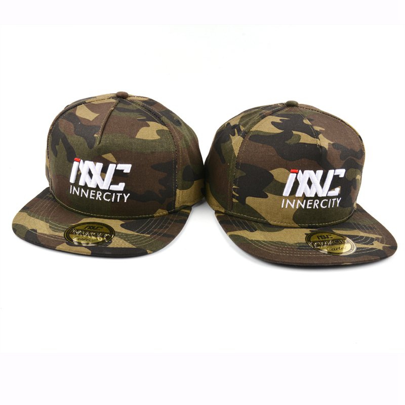 3D embroidery flat brim camo snapback cap - Image 4