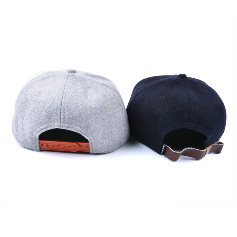 Premium Wool Blend Hat With Patch Flat Bill Snapback Cap Wholesale – Image 4