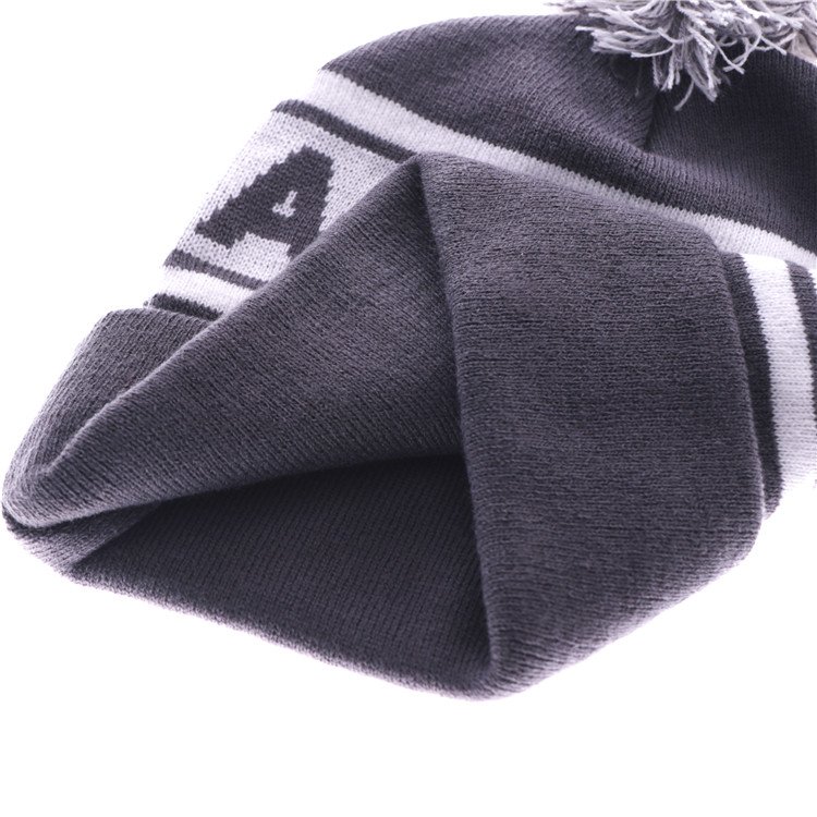 Letter Casual Beanies Jacquard Pom Beanie Hat – Image 4