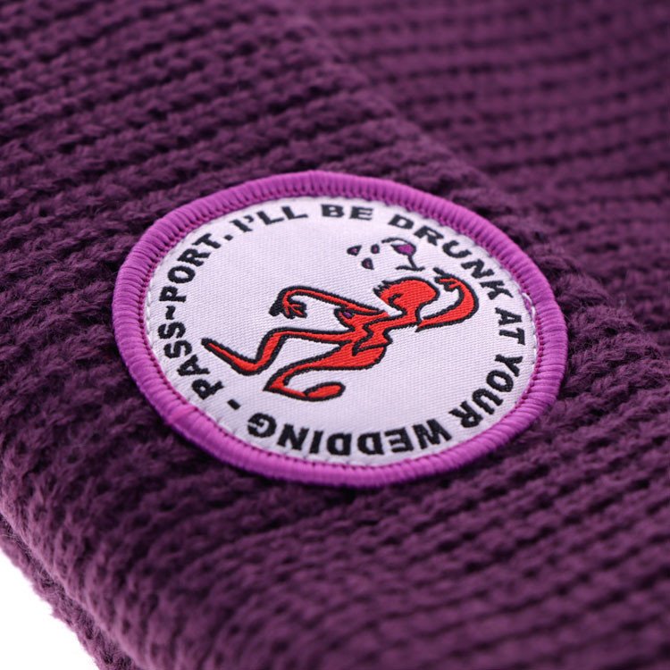 High Quality Round Woven Patch Beanie Hat - Image 3
