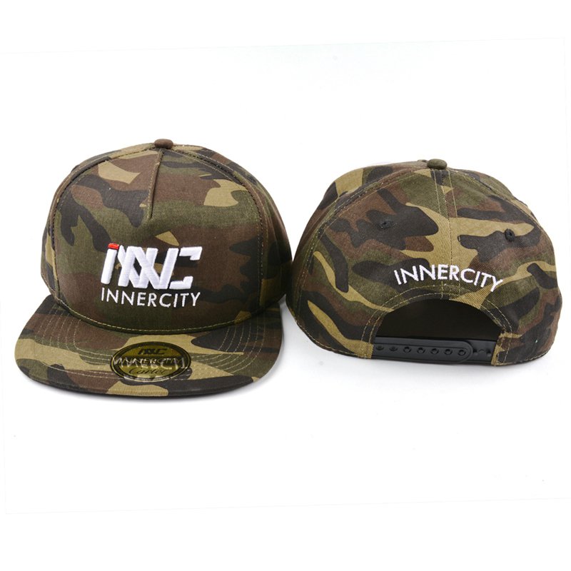 3D embroidery flat brim camo snapback cap - Image 5