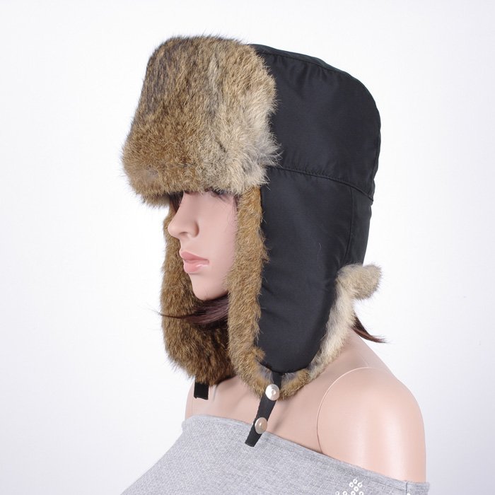 Faux Leather Fabric winter knit cap custom beanie  hat – Image 5