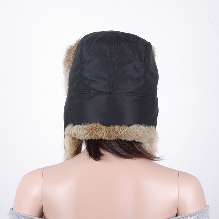 Faux Leather Fabric winter knit cap custom beanie  hat – Image 6