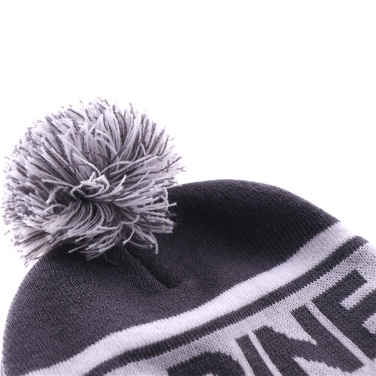 Letter Casual Beanies Jacquard Pom Beanie Hat – Image 6