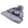 Woven Label Acrylic Gray Thermal Jacquard Sublimated Pom Beanie - Imagen 3