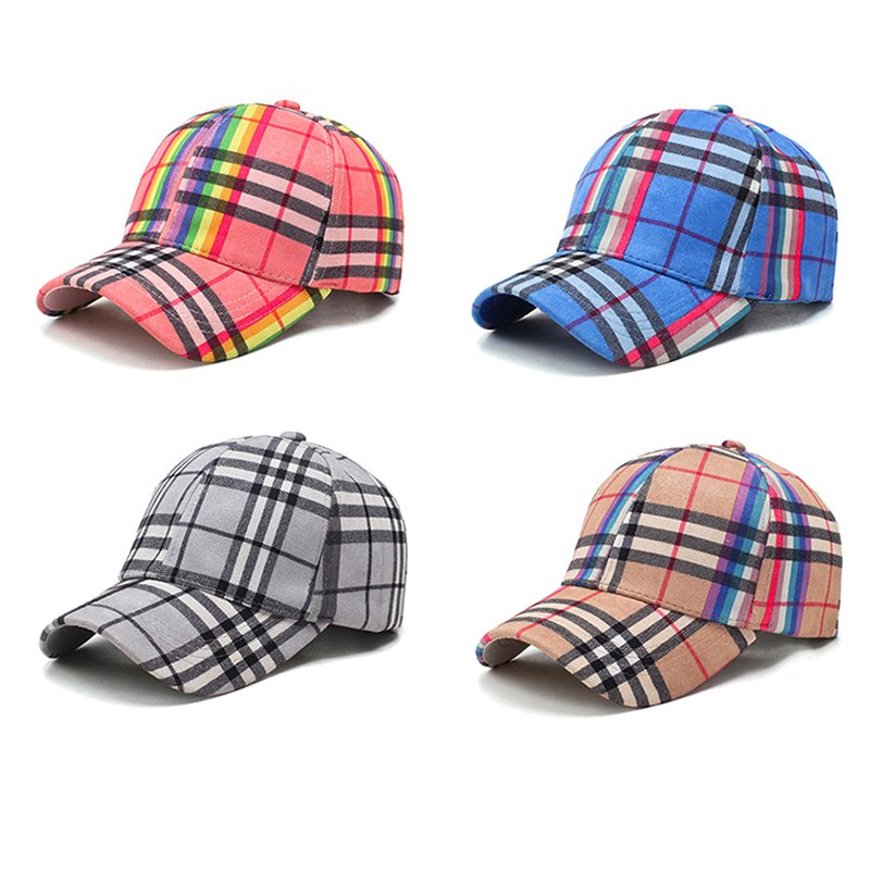 6 Panel Colorful Plaid Baseball Caps - Bild 4