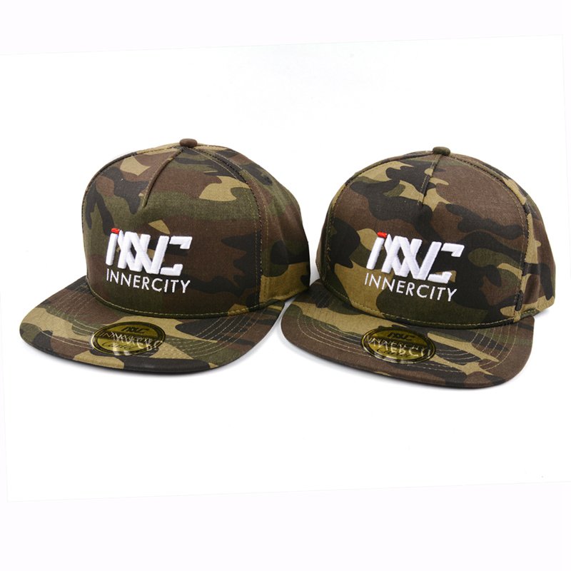 3D embroidery flat brim camo snapback cap - Image 7