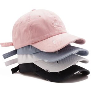 6 Panel Embroidery Logo Distressed Baseball Cap