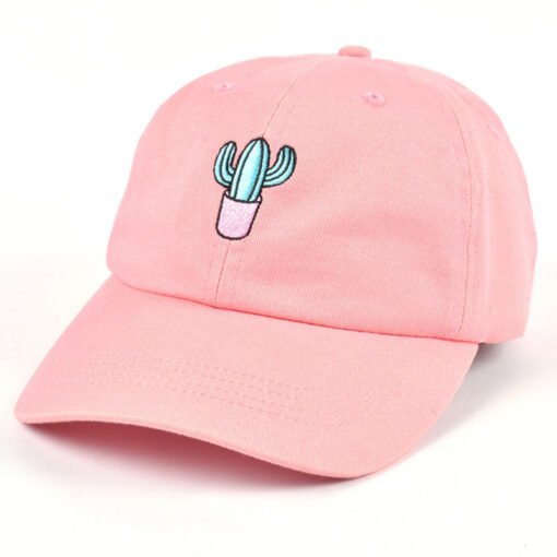 Pink Embroidery Logo Cotton Unstructured Dad Hat