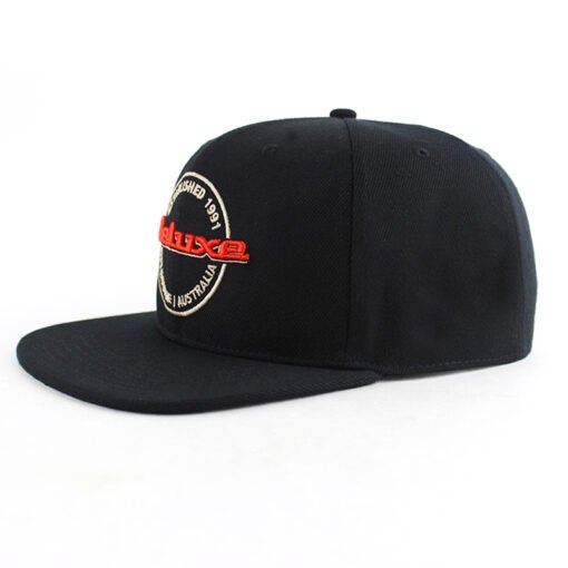 6 Panels Black 3d Embroidered Snap Back Caps