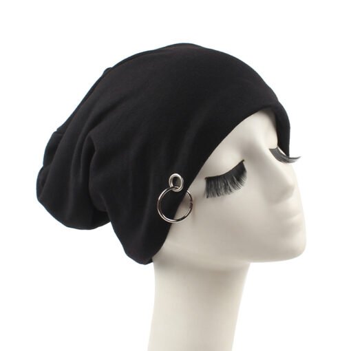 Comfortable Black Solid Plain Slouchy Knit Beanie