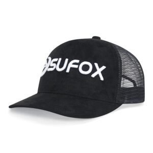Black Suede Trucker Hat 3D Embroidery Logo