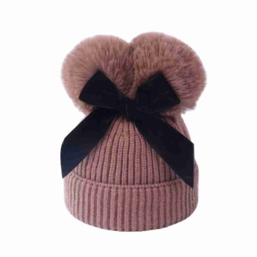 Sufox 2927 Custom Ribbed Pom Pom Bows Beanie Hat