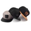 Sumkcaps 23937 Custom Adjustable Flat Brim Leather Patch Snapback Cap