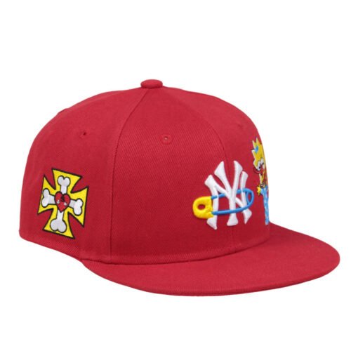 Sufox 2911 Custom Red Six Panel Full Embroidered Fitted Snapback Cap