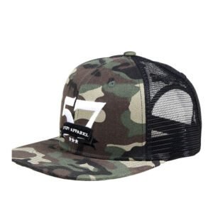 Custom Camo Embroidered Flat Trucker Hat Wholesale