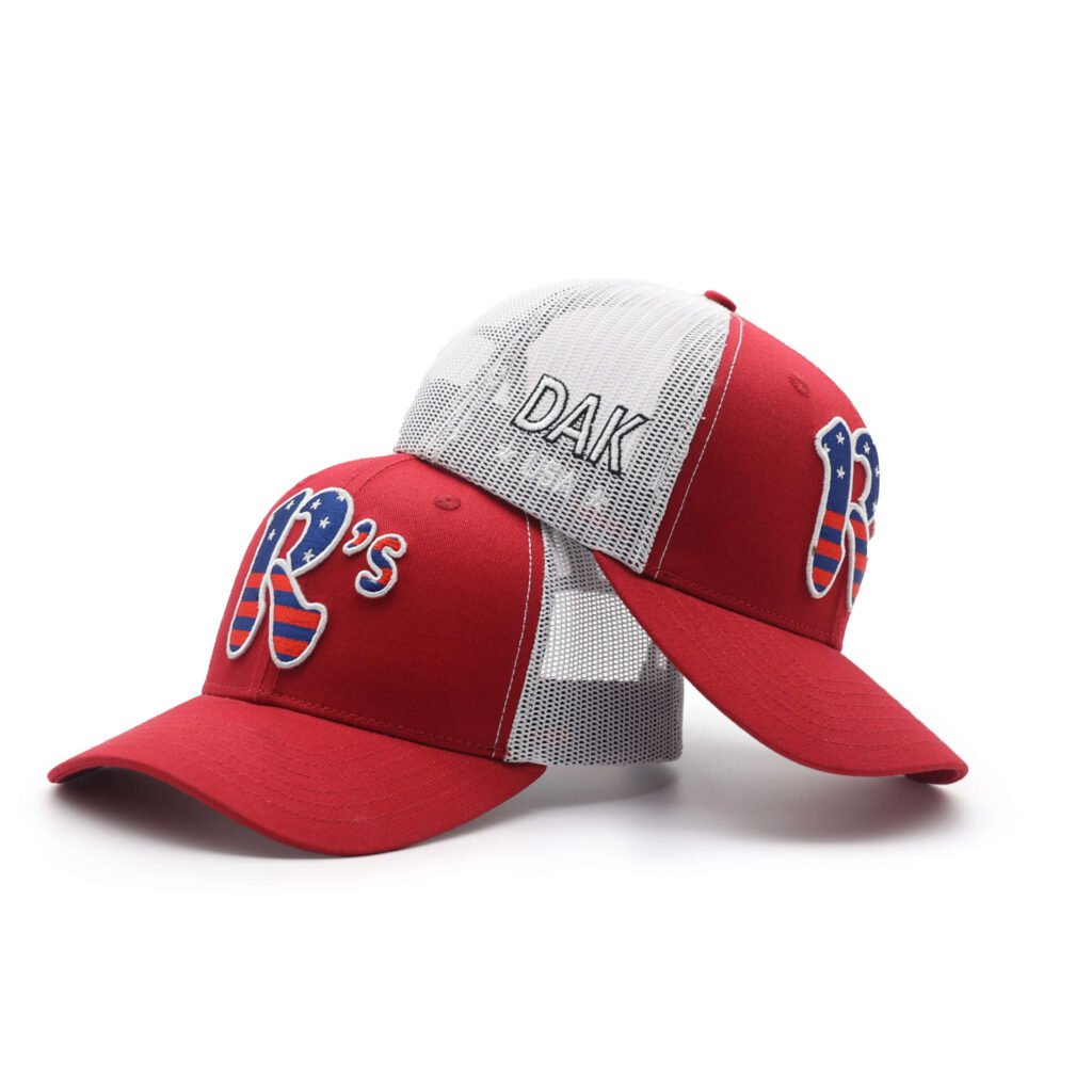 6 panel 3d broderi mesh hatt