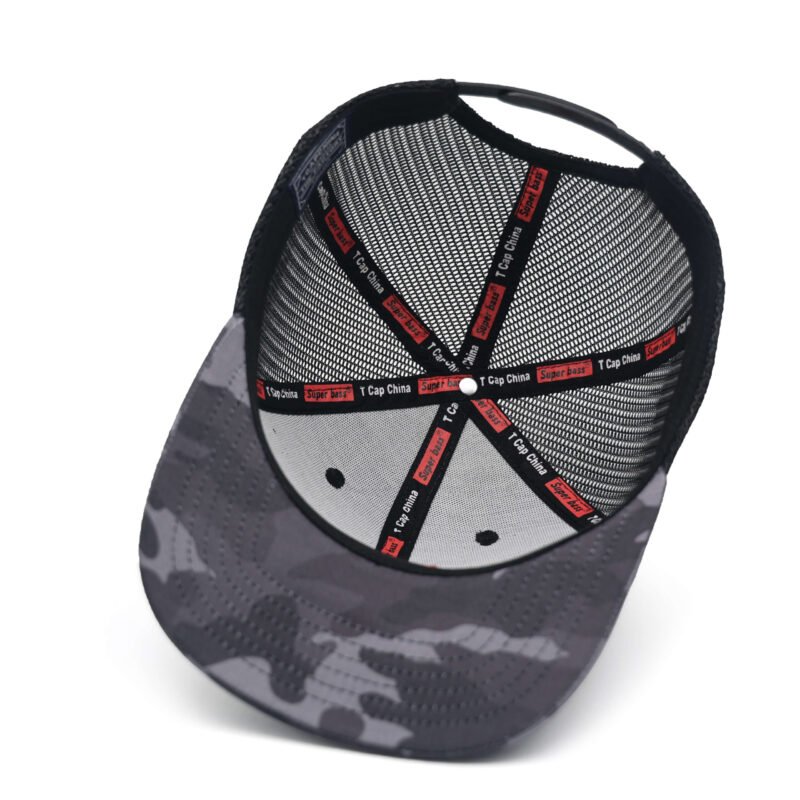 Custom Six Panel Woven Label Camo Trucker Hat Wholesale