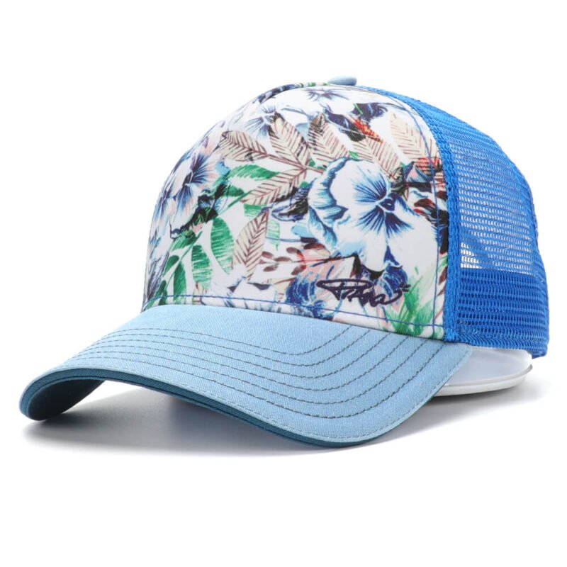 Custom Five Panel Digital Printing Blue Trucker Hat wholesale