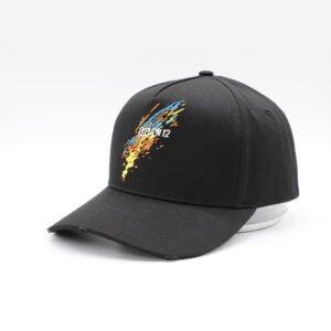 Sumkcaps 231192 Custom Five Panel Embroidery Black Baseball Cap