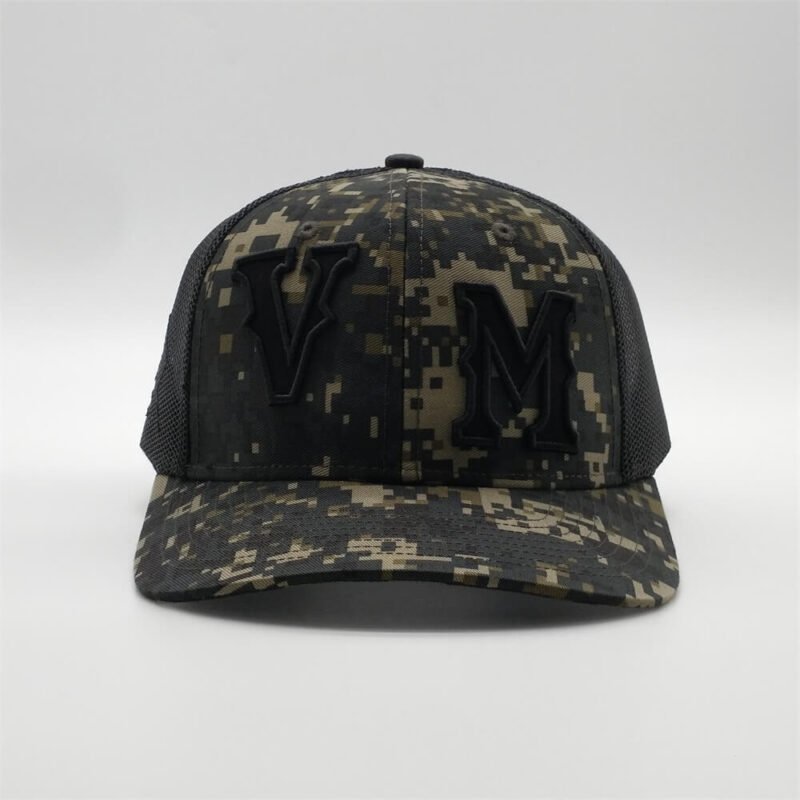 Custom Six Panel 3D Embroidery Camo Trucker Hat Wholesale