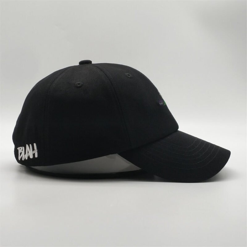 Custom Six Panel Flat Embroidery Black Dad Hat Wholesale