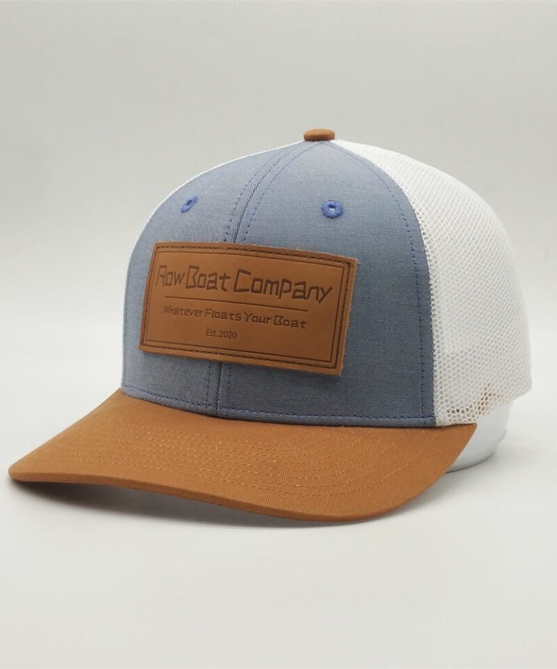 Custom Six Panel Leather Patch Trucker Hat Wholesale