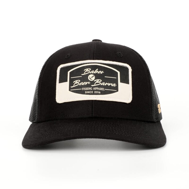 Custom Six Panel Woven Patch Black Trucker Hat Wholesale