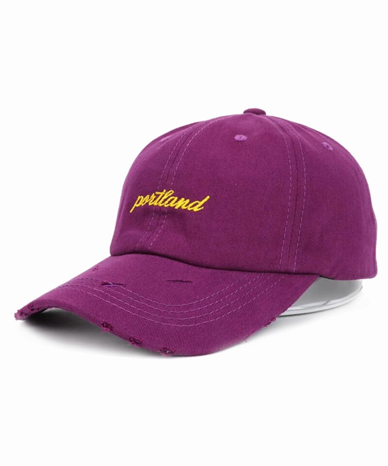 Sumkcaps 231289 Custom Six Panel Flat Embroidery Purple Dad Hat