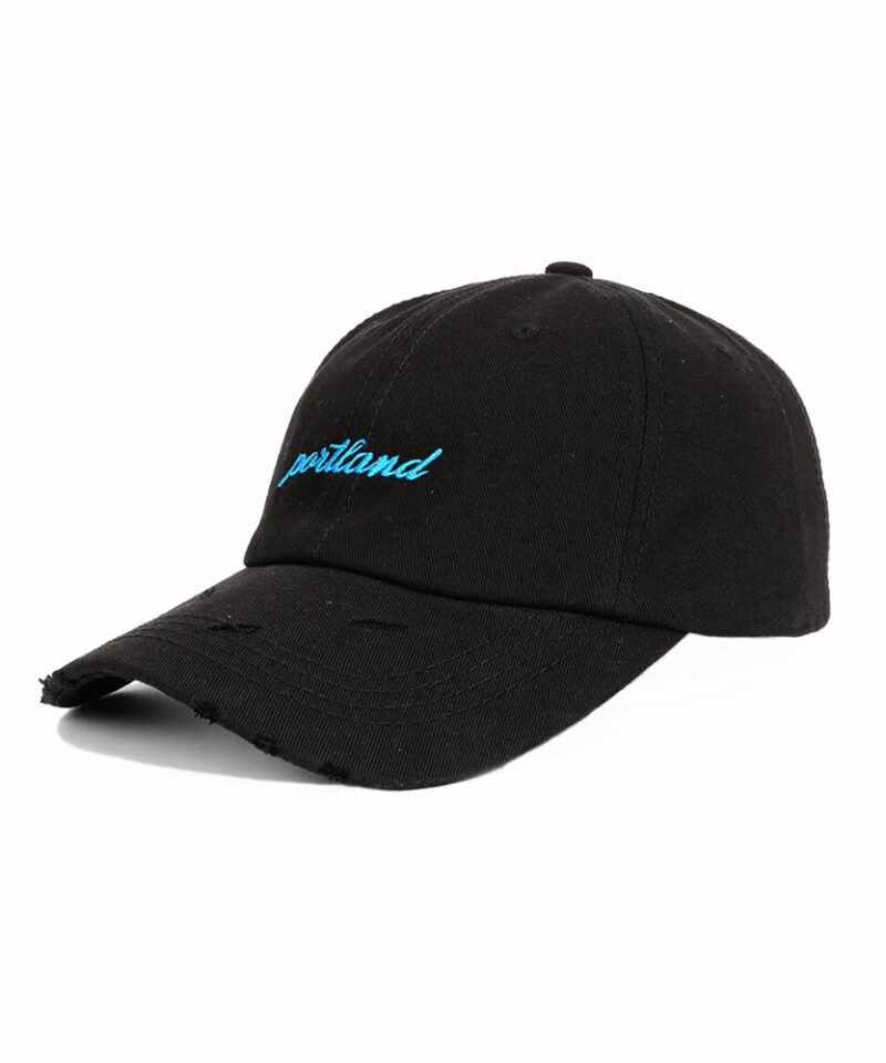 Wholesale Aangepaste zes panel borduurwerk zwarte papa Hat