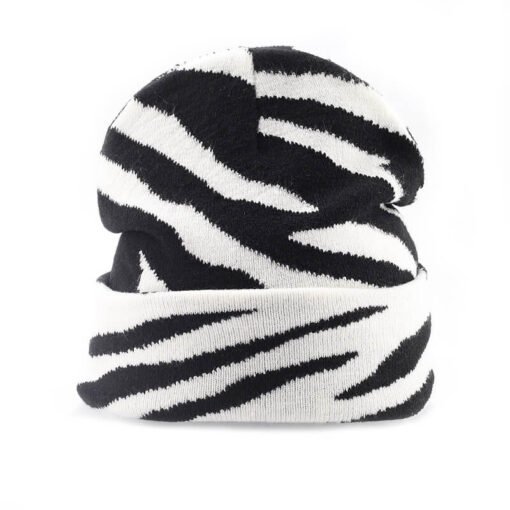 Sufox 231423 Custom Zebra Pattern Jacquard Knitted Beanie Hat