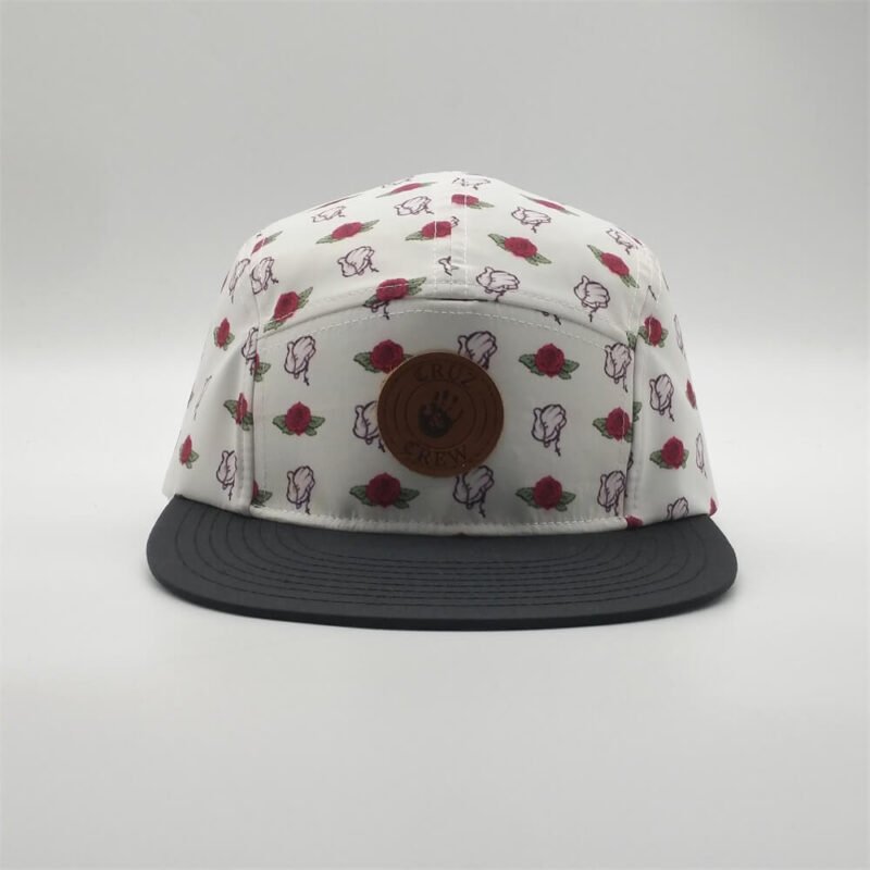 Custom Leather Patch Kids Five Panel Camp Hat wholesale