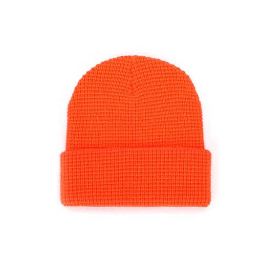 Sufox 231224 Custom Leather Patch Orange Cuffed Beanie Hat