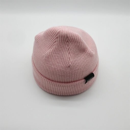 Sufox 231220 Custom Woven Label Pink Cuffed Beanie Hat