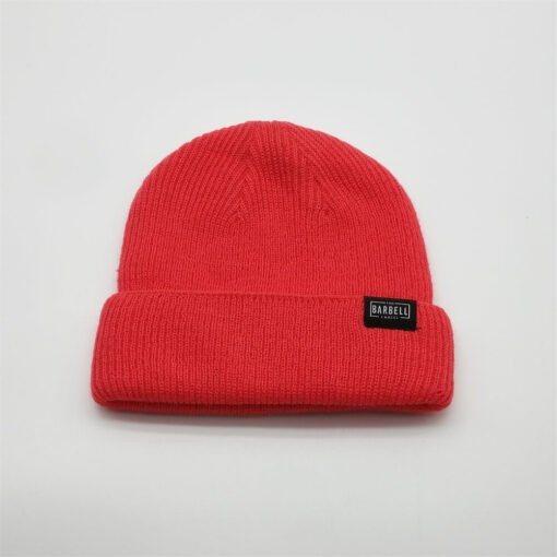 Sufox 231194 Custom Woven Label Red Wool Knitted Beanie Hat