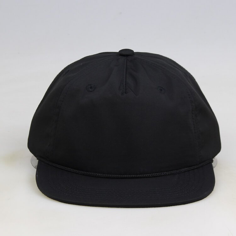 5 Panel Black Blank Rope Hats Wholesale
