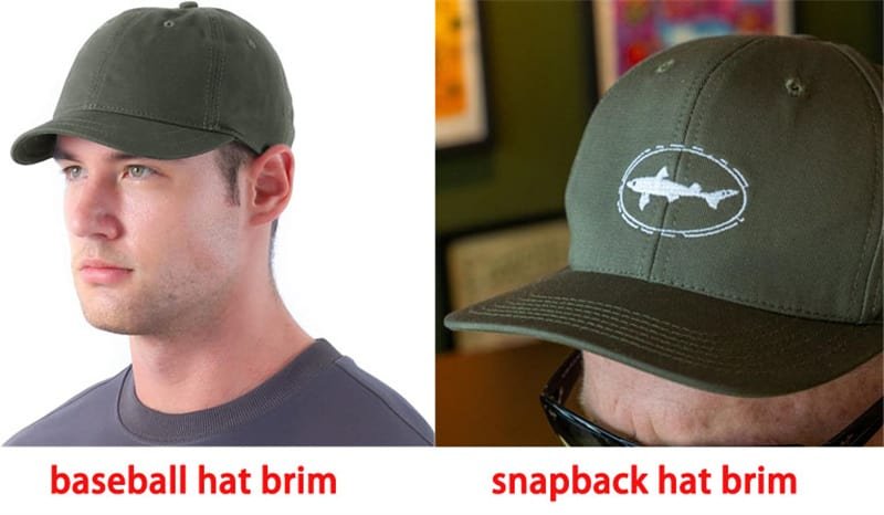 sombrero de béisbol Brim vs snapback sombrero de ala