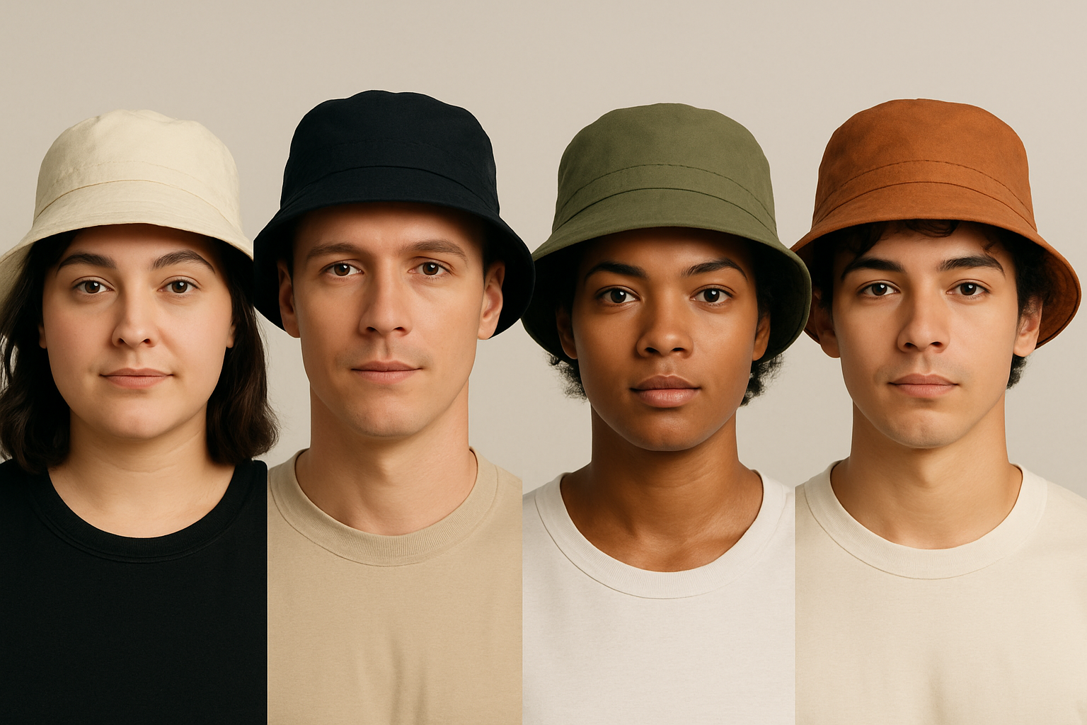 différents visages avec le chapeau de pêcheur